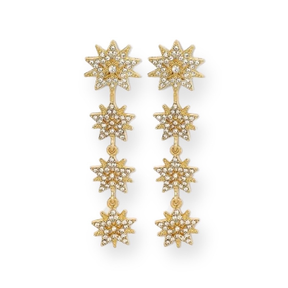 SUGARFIX by BaubleBar Starburst Convertible Crystal Drop Earrings - Gold - NWT